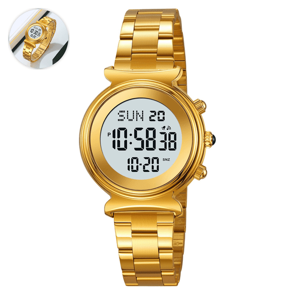 Multifunctional Digital Analog Alarm Watch with Stainless Steel Band Waterproof Chronograph Calendar for Men Women Daily Wear Outdoor Activities