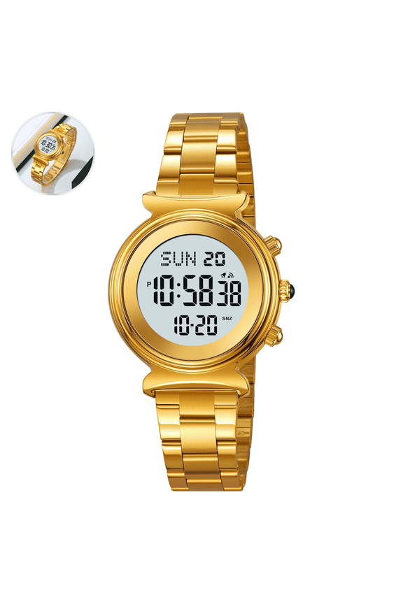 Multifunctional Digital Analog Alarm Watch with Stainless Steel Band Waterproof Chronograph Calendar for Men Women Daily Wear Outdoor Activities