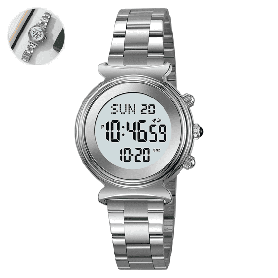 Multifunctional Digital Analog Alarm Watch with Stainless Steel Band Waterproof Chronograph Calendar for Men Women Daily Wear Outdoor Activities