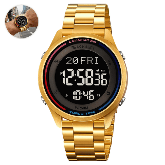 Multifunctional Digital Chronograph Watch with Luminous Display, Waterproof Sports Wristwatch with Alarm, Stopwatch & Timer for Outdoor Activities