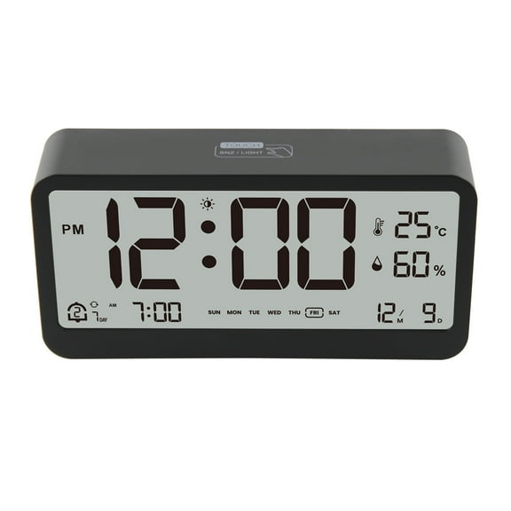 Multifunctional Digital Clock Noiseless Table Clock with Automatic Night Glowing for Sensitive Sleepers