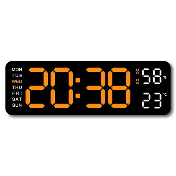 Pekkaxy Multifunctional Digital Clock with 10 x 1.4 x 3 inch Display, Shows Time Date Week and Temperature, Ideal for Bedroom Desk or Office