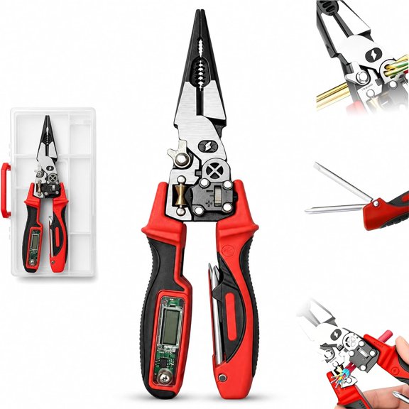 Multifunctional Digital Display Wire Stripper Pliers with Voltage Tester, Cable Cutter, Crimping and Wire Twisting Functions for Electrician Repair, Electrical Work and DIY Wiring (1Pcs)