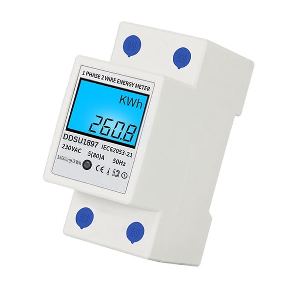 Multifunctional Digital Electric Energy Meter Single Phase DIN Rail Electricity Meter One Phase Two Wire Electrical Meter ,Easy to Install