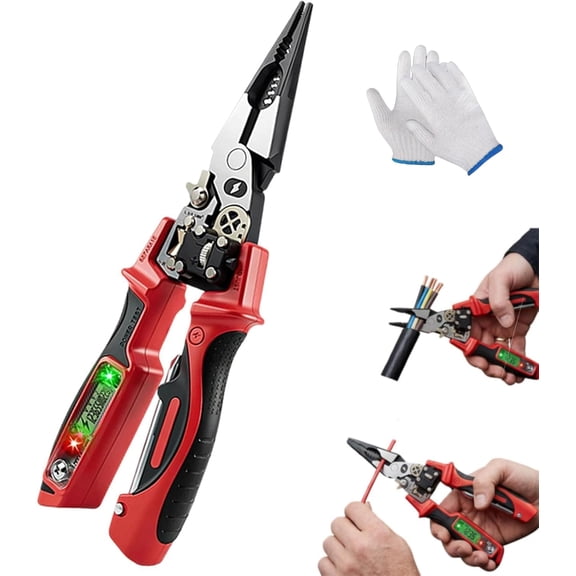 Multifunctional Digital Electrician's Pliers, 25-in-1 Wire Stripper Cutter Crimper with Voltage Tester, Heavy Duty Professional Electrical Tool for Cable Cutting, Terminal Repair, DIY Projects