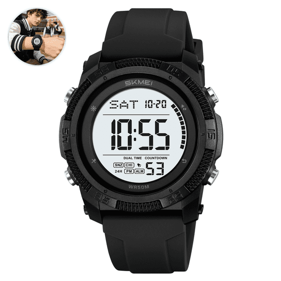 Multifunctional Digital Sports Watch with Luminous Display Waterproof Outdoor Wristwatch for Active Lifestyle, Casual Men Women