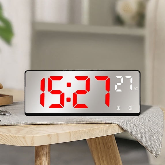 Multifunctional Digital Wall Clock with Temperature Humidity Color Screen Silent for Living Room