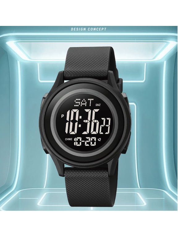 Multifunctional Digital Watch, LED Backlight Stopwatch Alarm Watch, Countdown Date/Week Display Watch, 12/24 Hour Format Watch, Hourly Chime Watch, Sports Casual Watch for Men and Women