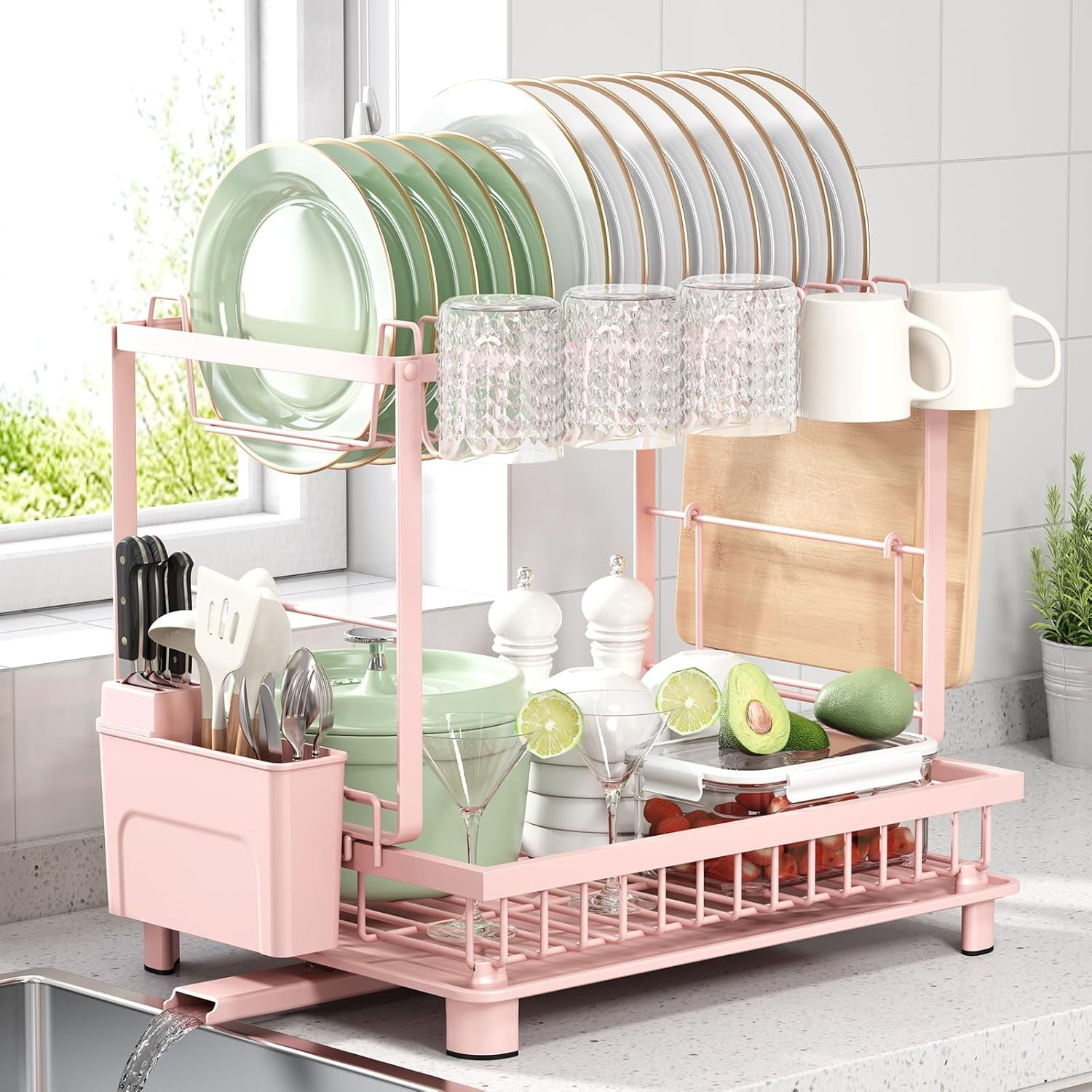 Multifunctional Dish Drying Rack - Rustproof, 2-Tier Dish Racks with ...
