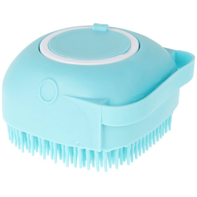 Multifunctional Dog Bath Brush with Soap Dispenser Adjustable Rubber Pet Grooming Brush for
