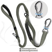 Multifunctional Dog Leash with Heavy Duty Design, Dual Handle, Elastic Bungee, Reflective Strip & Seat Belt Clip Dog Leash for Training & walking Safety suit fo