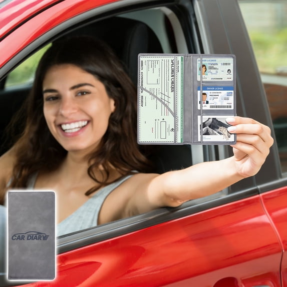 Multifunctional Driver's License Bag & Car ID Card Holder, Waterproof Scratch-proof Wallet for Men & Women, Portable Document Organizer for Driver License Credit Cards & Personal IDs, 9.5*5in, Gray