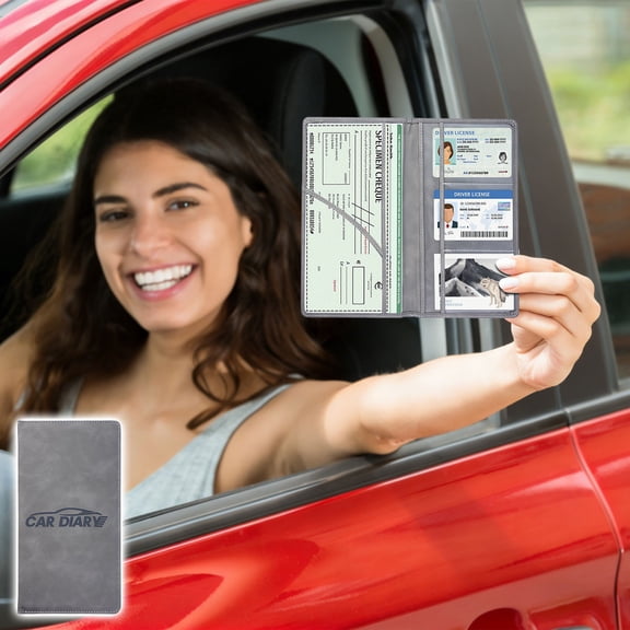 Multifunctional Driver's License Bag & Car ID Card Holder, Waterproof Scratch-proof Wallet for Men & Women, Portable Document Organizer for Driver License Credit Cards & Personal IDs, 9.5*5in, Gray