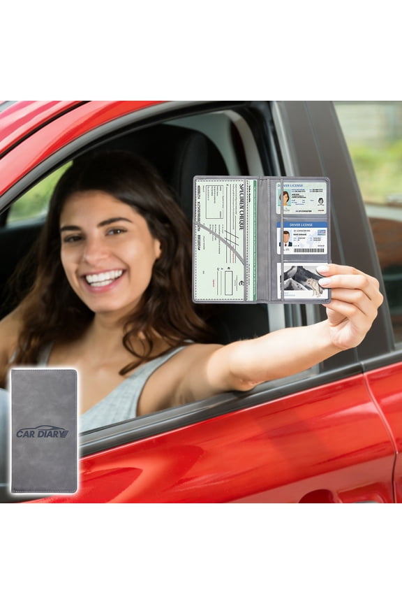 Multifunctional Driver's License Bag & Car ID Card Holder, Waterproof Scratch-proof Wallet for Men & Women, Portable Document Organizer for Driver License Credit Cards & Personal IDs, 9.5*5in, Gray