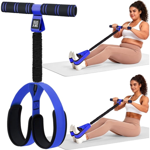 Multifunctional Durable Pedal Resistance Band with Handle, Upgraded Elastic Exercise Bands for Home Gym, Anti-Snap Sit Up Equipment & Ab Trainer for Core/Arms/Legs/Glutes Workout for Women