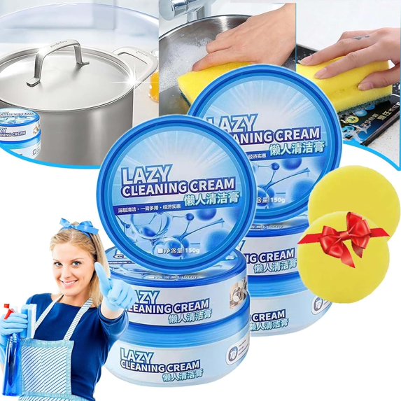 Multifunctional Effective Cleaning Cream With Sponge,Multipurpose Home Cleaning Cream,Lazy Cleaning Cream,Multifunctional Cleansing Solid Cream, For Home, Kitchen Bathroom Cleaning (2pcs)