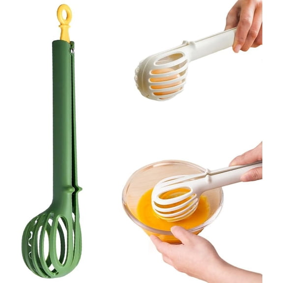 Multifunctional Egg Beater, 2025 Upgrade 2 In 1 Food Clip & Egg Whisk, Handheld Egg Mixer Beater Tong for Boiled Eggs, Multifunctional Kitchen Tongs Whisk Cooking Utensil Kitchen Gadgets (Green)