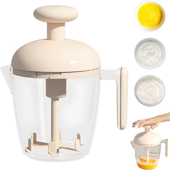Multifunctional Egg Beater with Filter Cup, Practical Manual Egg Mixer with Scale Lines, Spill-Resistant Design for Efficiently Whisking Eggs and Batters in Kitchen Baking