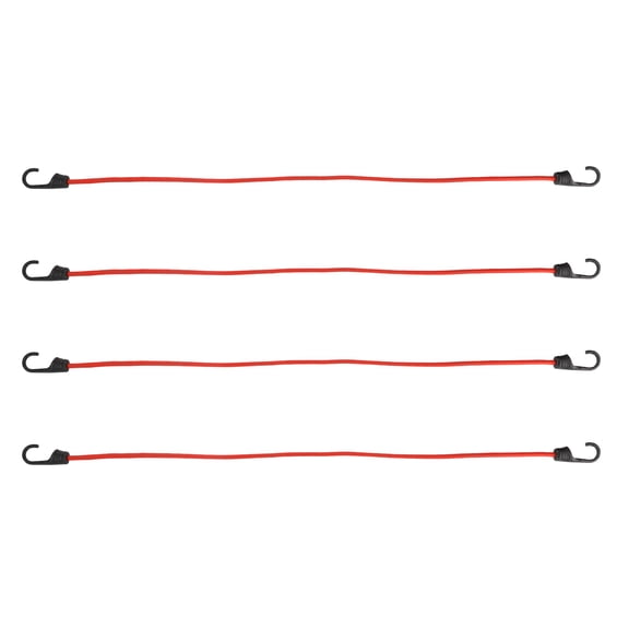 Multifunctional Elastic Luggage Rope 100cm Adjustable Bungee Cords with Metal Buckle Red 4pcs