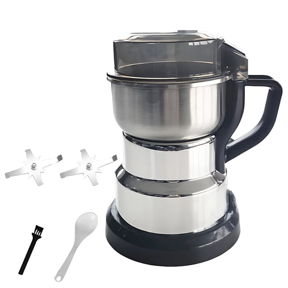 Multifunctional Electric Coffee and Grain Grinder, 15.9 oz (450 g) Capacity, Eight-Blade Design, Stainless Steel Body, Includes Extra Blade Set, Electric Spice Grinder for Home Use