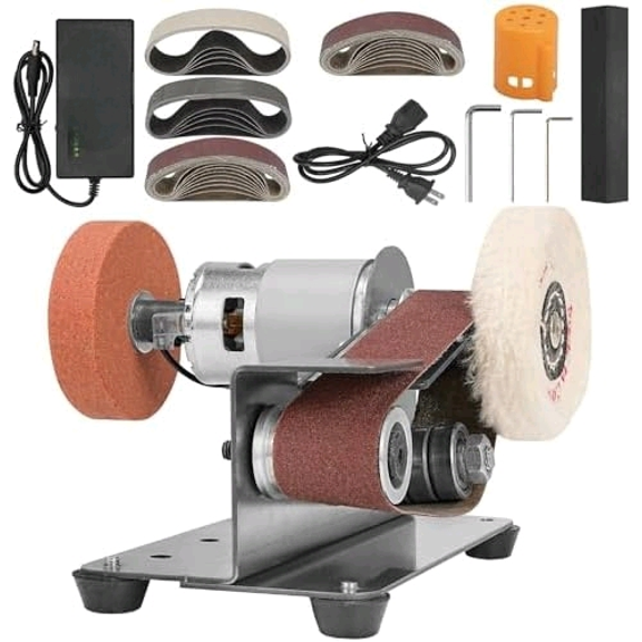 Multifunctional Electric Knife and Tool Sharpener, 7 Adjustable Speed Knife Making Belt Grinder Knife Sharpening System - For Hunting, Serrated & Kitchen Knives, Wood, Plastic, Crafts