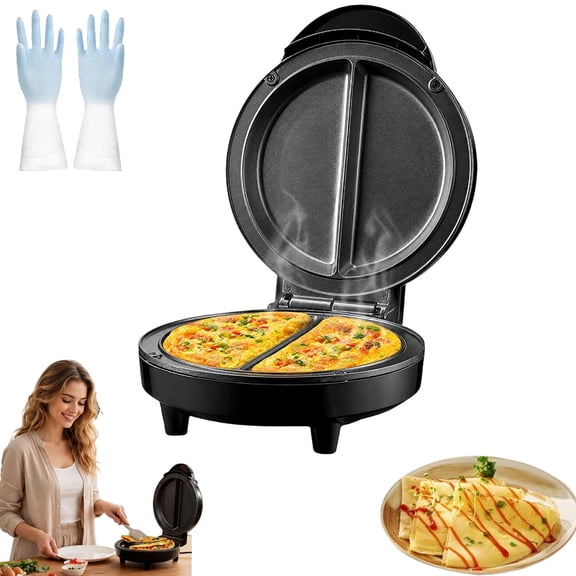 Multifunctional Electric Nonstick Breakfast Griddle, Dual-Sided Omelet Maker with Fast Heating, Egg Pancake Cooker for Omelets, Frittatas & Snacks