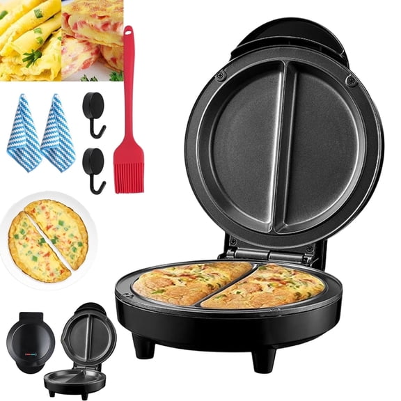 Multifunctional Electric Nonstick Breakfast Griddle, Dual-Zone Electric Omelette Maker, With Indicator Lights Anti-Silp Base Anti-Scald Handle Quick & Easy, No Flipping & Stove (1pcs)