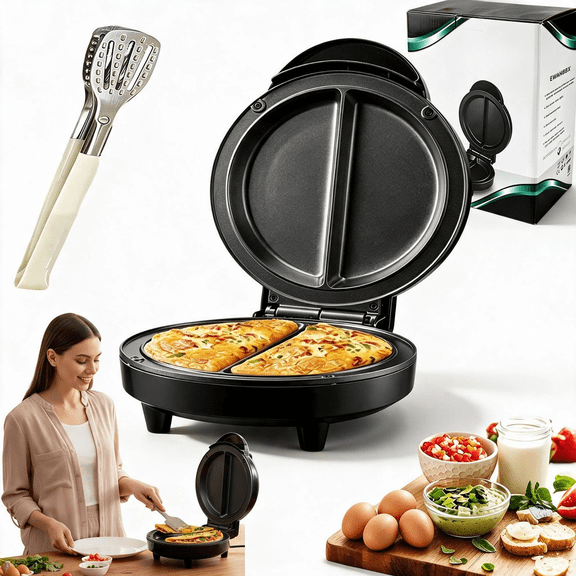 Multifunctional Electric Nonstick Breakfast Griddle, Non-Stick Omelet & Frittata Maker, Dual Zone Electric Omelette Maker, even heating & versatile cooking –Perfect for full breakfasts
