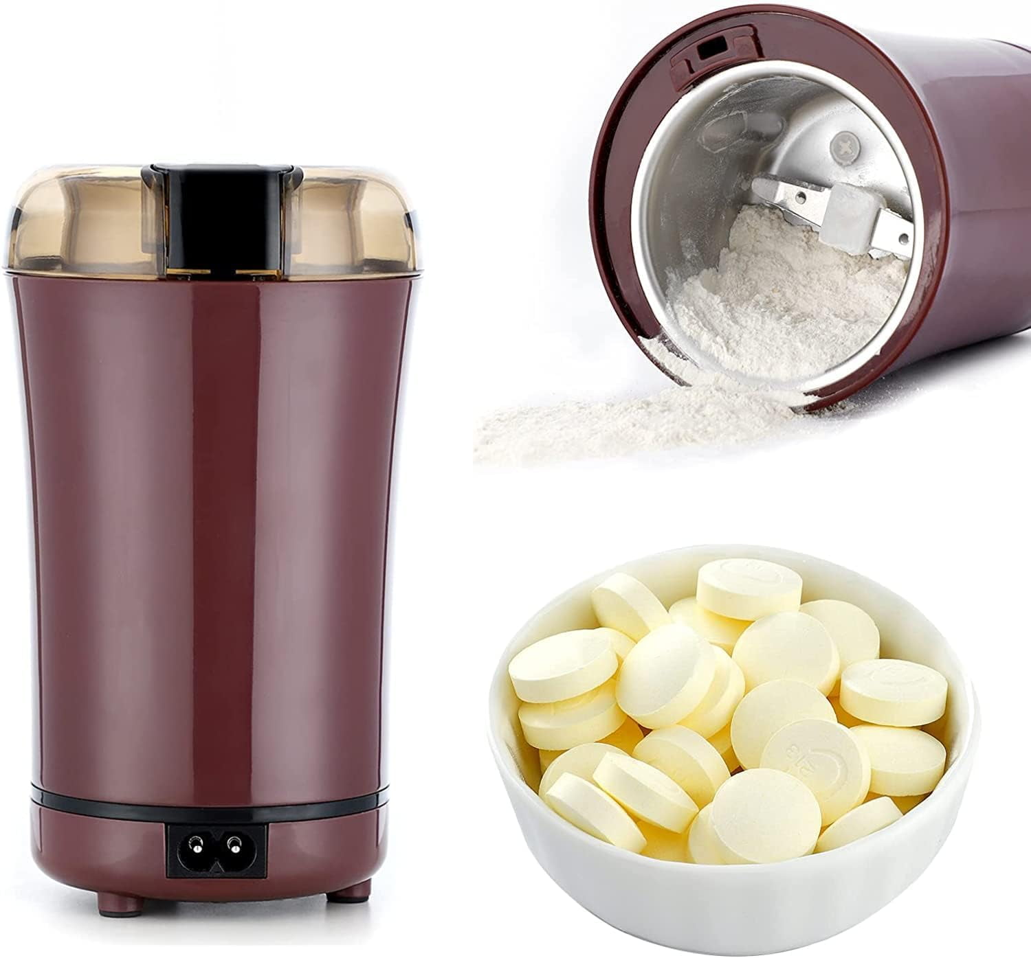 Multifunctional Electric Pill Crusher Grinder - Grinds different sized medication and vitamin tablets into fine powder purple