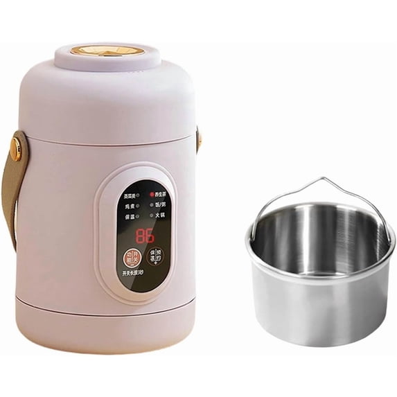 Multifunctional Electric Pot 500W - Portable Mini Electric Cooker with Ceramic Glaze Inner Pot & Steamer, 12-Hour Reservation, Rice, Soup, Steaming & Daily Cooking (Purple)