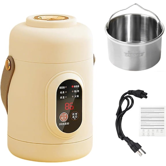 Multifunctional Electric Pot 500W - Portable Mini Electric Cooker with Ceramic Glaze Inner Pot & Steamer, 12-Hour Reservation, Rice, Soup, Steaming & Daily Cooking (800ml)Q