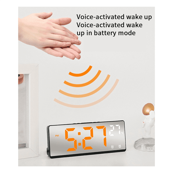 Multifunctional Electronic Clock Simple Multifunctional Big Screen Clock Alarm Clock Bedside Clock,D,1 * Electronic Clock 1 * Chinese And English Manual 1 * Data Cable,As Shown