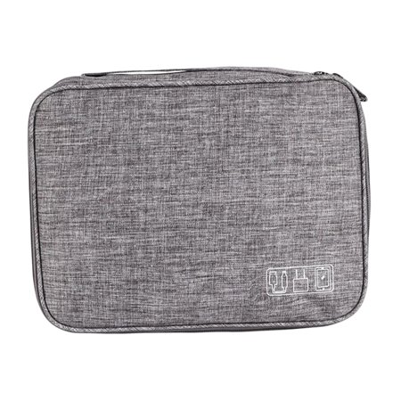 Multifunctional Electronic Organizer, Water Resistant Travel Cable Storage Bag for Cables Hard Drives Electronics Accessories Power Bank USB Gray