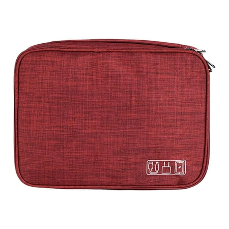Multifunctional Electronic Organizer, Water Resistant Travel Cable Storage Bag for Cables Hard Drives Electronics Accessories Power Bank USB Red