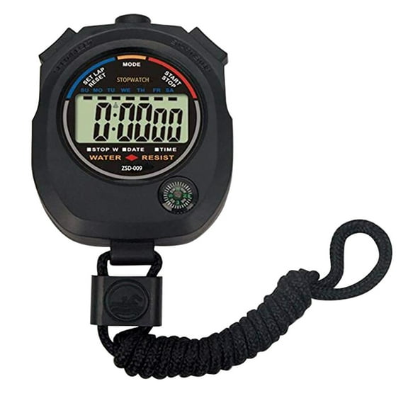 Multifunctional Electronic Stopwatch - With Strap (Hand/Wrist), Split Time/Alarm/Timer/Compass, Replaceable Battery, for Sports/Running/Coaching