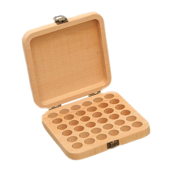Multifunctional Essential Oil Storage Box Perfume Container Gift Space Saving with Lid Wooden Multi Compartments Carrier for Home Use Travel 36 Slots