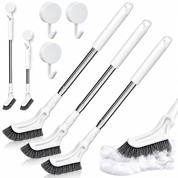 Long Tile With Rounded Edge Multifunctional Extendable Long Handle Floor Scrub Brush, 38.5-115cm ...