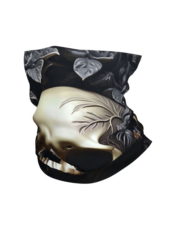 Multifunctional Face Mask Neck Gaiter: Windproof Breathable Bandana Scarf for Outdoor Sports - Death Skull Gothic Art Black