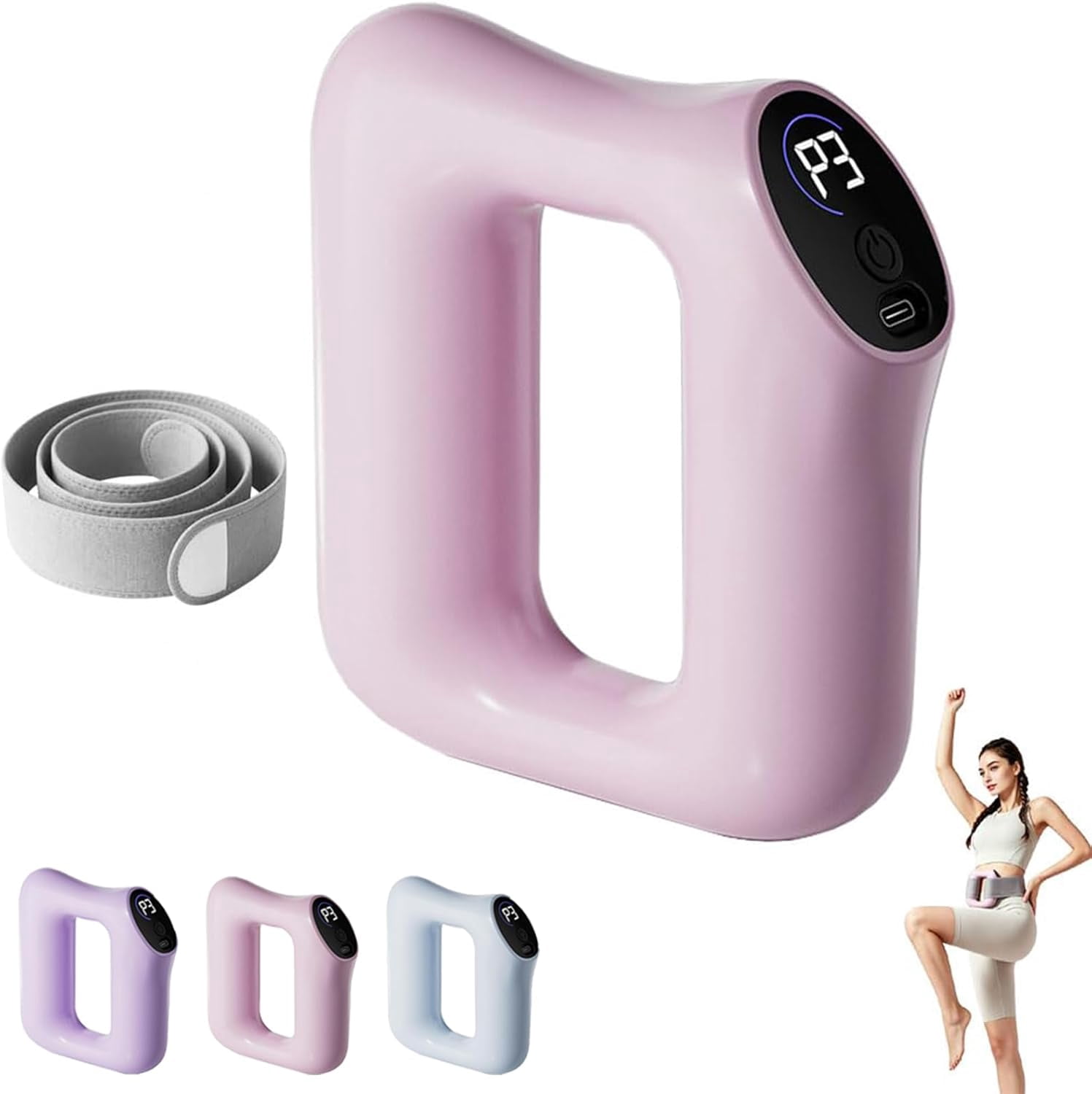 Multifunctional Fascia Ring for the Entire Body, Multifunctional Full-Body Massage Gun, Smart Fullbody Fascia Belt, 3-in-1 Electric Belt, Hands-Free Electric Massager (Pink)