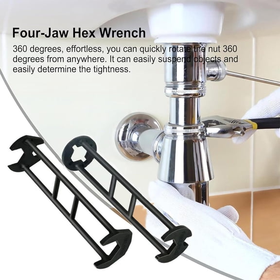 Multifunctional Faucet Installation Wrench, Sink Water Pipe Repair Tool, Easter Socket Tightener for Plumbing Maintenance & Disassembly, Universal Hand Tool for Bathroom Kitchen Sink, 2.4*8in, Black