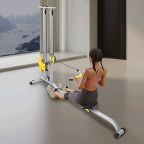 Multifunctional Fitness LAT Pull Down & Low Row Cable Machine, Plate Loaded Strength Training Home Gym System, Max Weight 220 lbs - Body Workout Bar Machine
