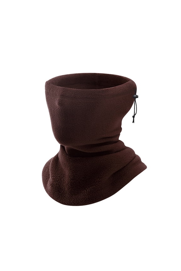Multifunctional Neck Gaiter with Drawstring, Windproof Hood for Skiing Cycling and Cold Weather Sports, Brown, One Size