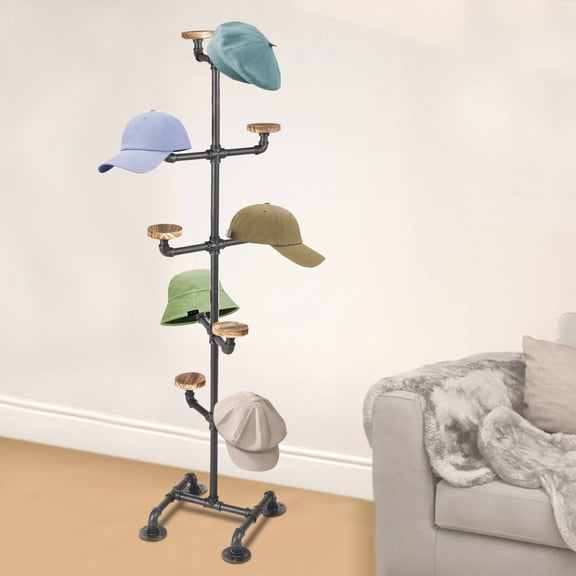 Multifunctional Floor Caps Headwear Stand 5 Tier Hat Display Retail Hat Cap Rack Used To Put Wigs, Scarves, Silk Scarves