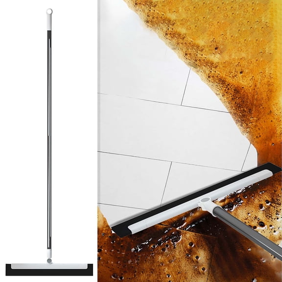 Multifunctional Floor Squeegee, 3 in 1 Sweeper Scraper Mop for Hardwood Tile, TPR Head for Hair Debris Spills, 49.6 Inch Handle for Walls Ceiling, Easy Rinse Clean