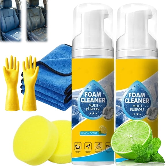 Multifunctional Foam Cleaner, Foam Cleaner All Purpose, Effective Car Interior Cleaner & Protectant, Multipurpose Deep Cleaning Spray for Car Interior Kitchen Bathroom Sofa, Upholstery(2Pcs)
