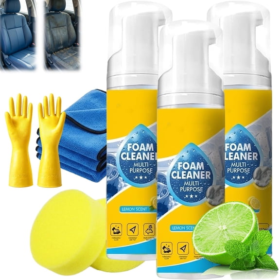 Multifunctional Foam Cleaner, Foam Cleaner All Purpose, Effective Car Interior Cleaner & Protectant, Multipurpose Deep Cleaning Spray for Car Interior Kitchen Bathroom Sofa, Upholstery(3Pcs)