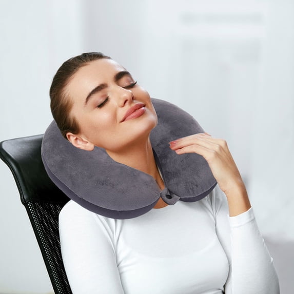 Multifunctional Foam Pillow, Travel Pillow, Inflatable Neck Pillow, U-Shaped C-Shaped Ergonomic Support, Polyester, for Travel, Naps, 1 Count