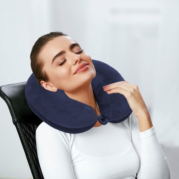 Multifunctional Foam Pillow, Travel Pillow, Inflatable Neck Pillow, U-Shaped C-Shaped Ergonomic Support, Polyester, for Travel, Naps, 1 Count