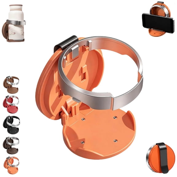 Multifunctional Foldable Car Cup Holder with Hook, 2-in-1 Foldable Clip-On Drink Holder, Universal Adjustable Space-Saving Drink Organizer for Bottles, Coffee Cups & Tumblers