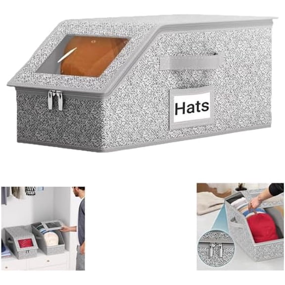 Multifunctional Foldable Dust Hat Storage Box, Durable Stackable Hat Organizer with Large Capacity, Breathable Dust-Proof Storage for Caps, Snapbacks (1PCS/Holds up to 12 Ball Caps)